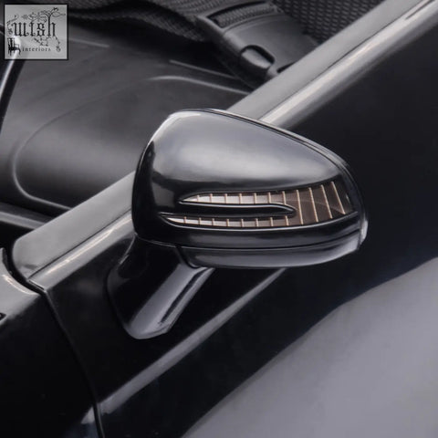 Black glossy side mirror with led turn signal lights on benz slc 300 electric ride with remote control for kids