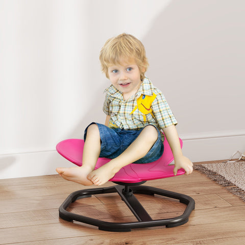Pink aiYaplay butterfly-shaped kids sensory spinning chair with black metal base for balance and coordination training