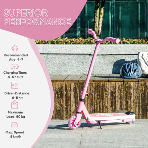 Pink aiyaplay electric scooter for kids with translucent wheels electronic foot brake and auxiliary rear wheels