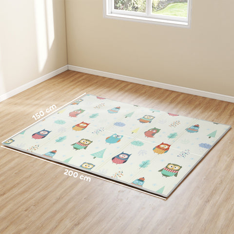 Aiyaplay foldable baby play mat 200l x 150w with colorful owl and tree pattern perfect for crawling and car track fun