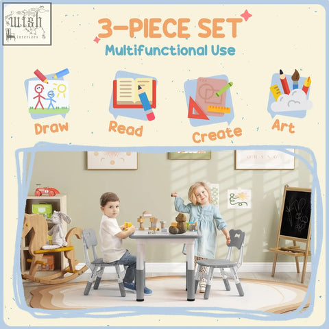 Gray aiyaplay height adjustable toddler table and chair set with seven height options for playroom or bedroom use