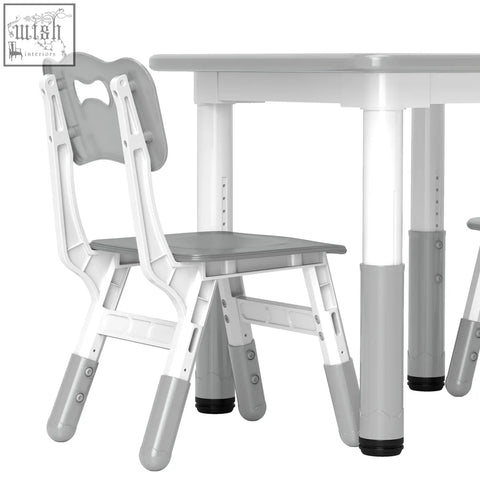 Gray and white plastic chair with curved backrest from aiyaplay toddler table and chair set with seven height options