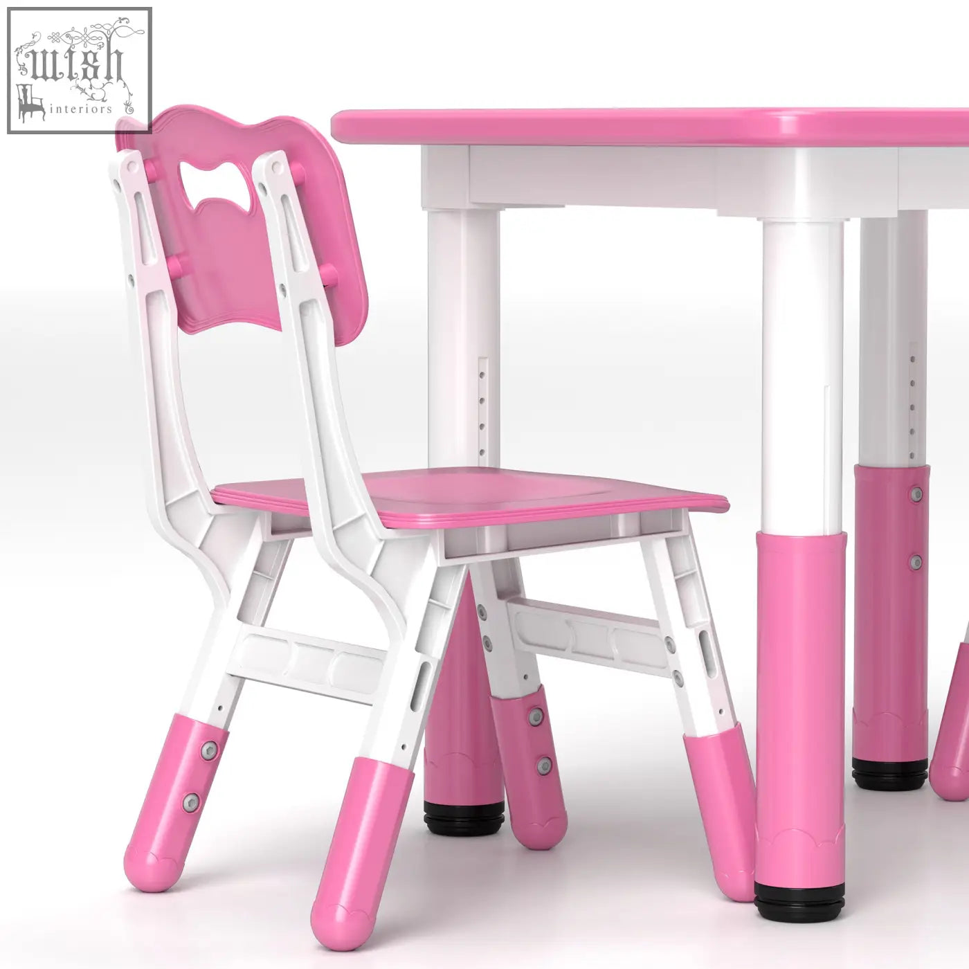 Pink and white adjustable children chair with scalloped backrest from aiyaplay chair set for toddler table with seven height options
