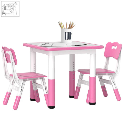 Pink and white ai yaplay height adjustable toddler table and chair set with seven height options for playroom use