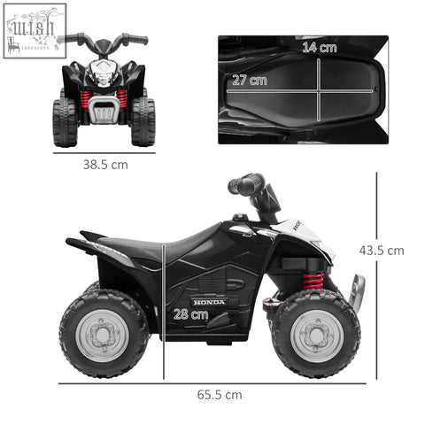 Black and white honda licensed kids electric quad bike with red suspension offers authentic driving experience and foot pedal control