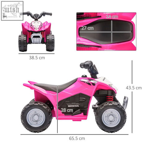 Pink honda licensed kids electric quad bike with foot pedal and red springs offers an authentic driving experience