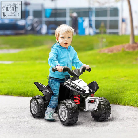 Black and white honda licensed kids electric quad bike with red suspension and foot pedal for authentic driving experience