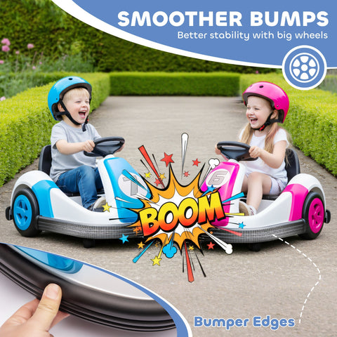 Blue and pink aiyaplay kids bumper car with 360-degree rotation large wheels and 5-5km speed for ages 3-8