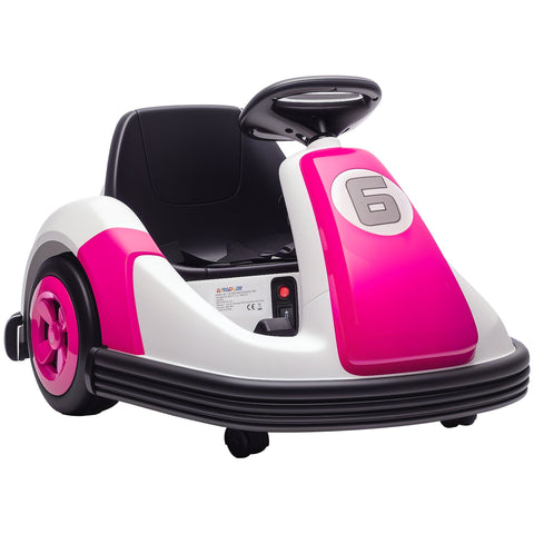 Aiyaplay kids bumper car pink and white with black accents large wheels 360-degree rotation 5-5km speed electric ride on