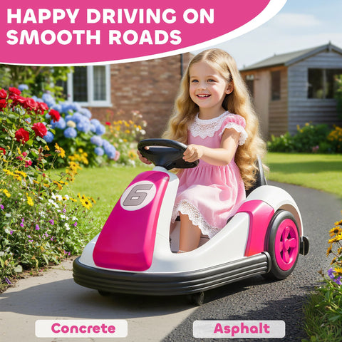 Pink and white aiya play kids bumper car with 360-degree rotation large wheels and 5-5km speed for ages 3-8