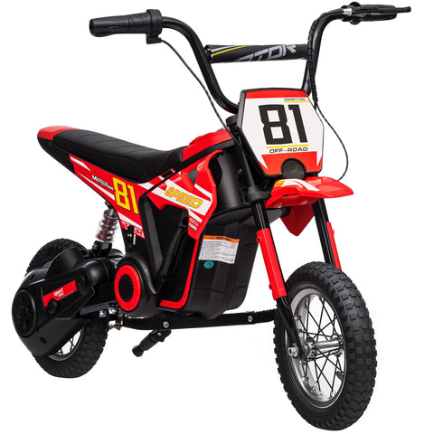 Red and black aiyaplay kids electric dirt bike with racing number 81 24v 3 speeds rear suspension for 8-12 years