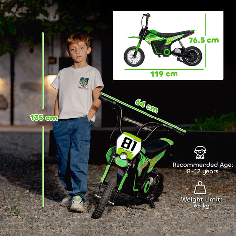 Green and black aiyaplay kids electric dirt bike with number 81 plate 24v ride on for 8-12 years old kids electric bike