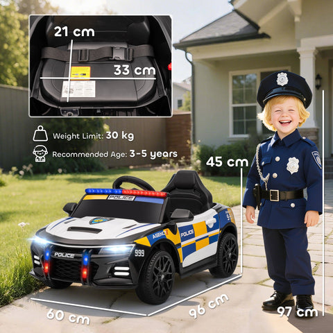 Black and white aiyaplay kids police car with remote control blue yellow and red flashing lights for ages 3 to 5