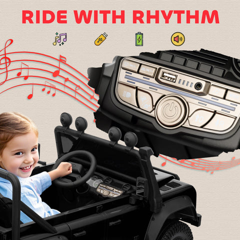 Black aiyaplay kids ride on car battery powered toy with detailed silver dashboard and usb ports for ages 3 to 5