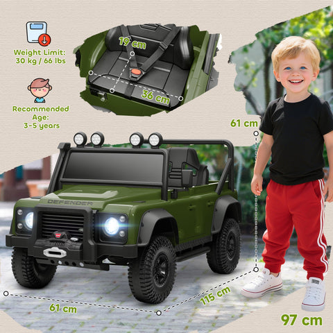 Olive green aiyaplay kids ride on car with remote, music, led lights, and rugged off-road design battery-powered toy car