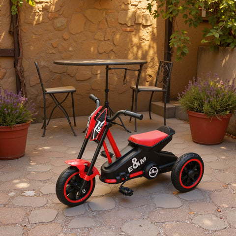 Aiyaplay red and black kids tricycle with steel frame baby trike for indoor outdoor use featuring a sporty design
