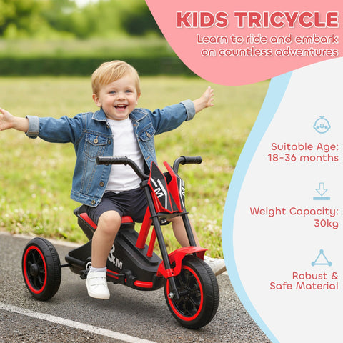 Red and black ai yaplay kids tricycle with steel frame baby trike and pedal for indoor outdoor use