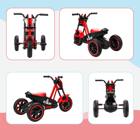 Red and black ai yaplay kids baby trike with steel frame low seat and sleek motorcycle design for indoor outdoor use