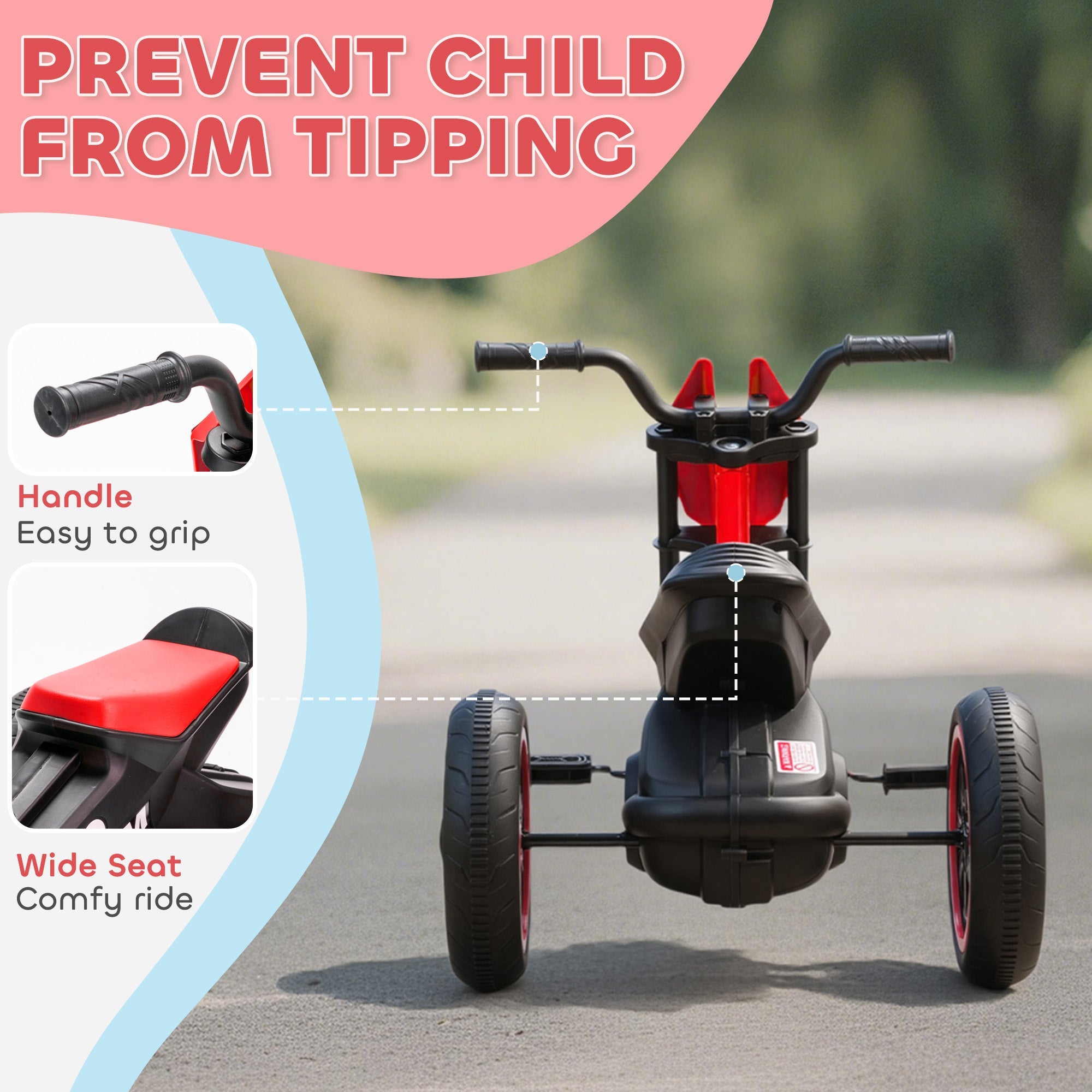 Red and black aiyaplay kids tricycle with wide seat steel frame and sturdy wheels perfect baby trike for indoor outdoor use