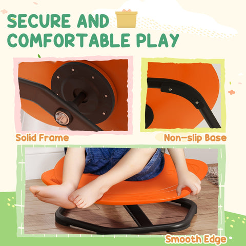 Aiyaplay bright orange planet-shaped sensory spinning chair with black metal frame and non-slip base for kids balance