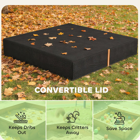 Black aiayaplay sandbox cover with gold zipper detail waterproof dustproof sand pit cover for play area