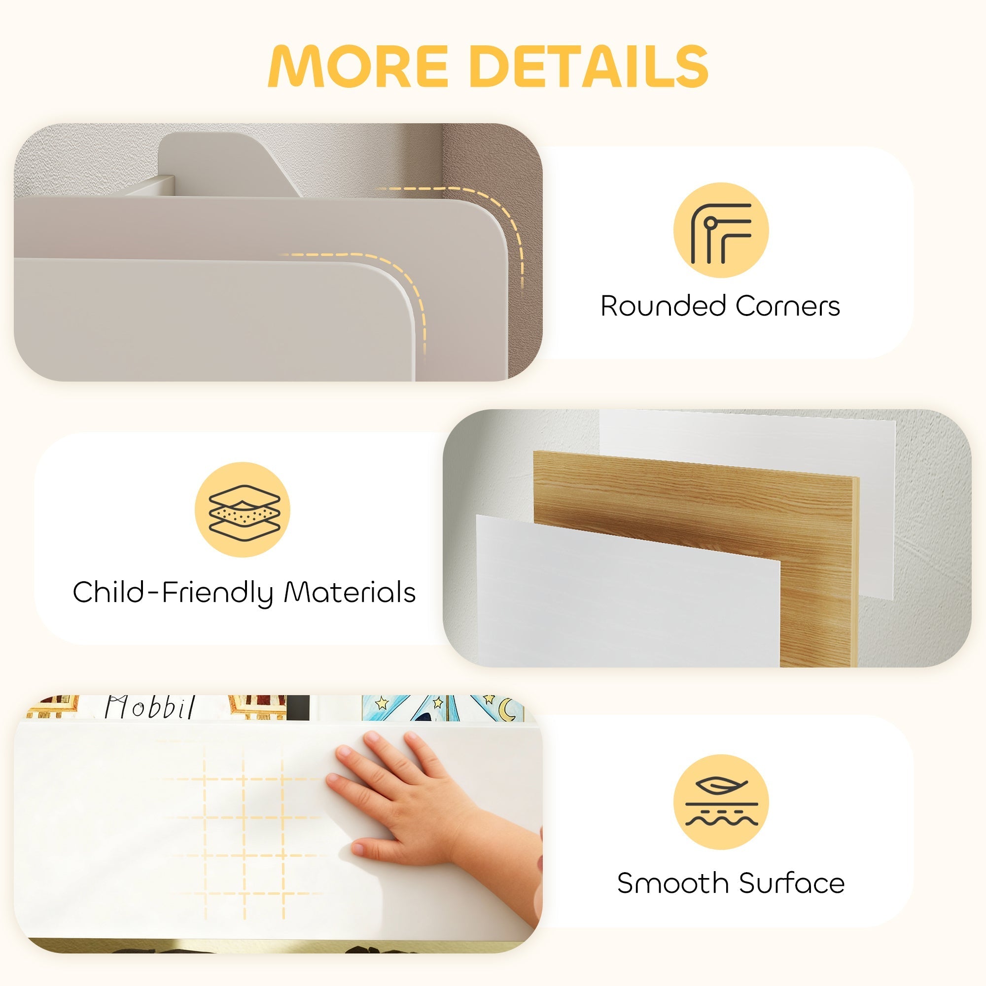 Aiyaplay kids storage shelf with white smooth magnetic playboard and 6 colorful removable bins for bedroom or nursery