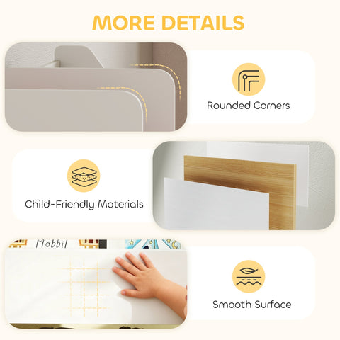 Aiyaplay kids storage shelf with white smooth magnetic playboard and 6 colorful removable bins for bedroom or nursery