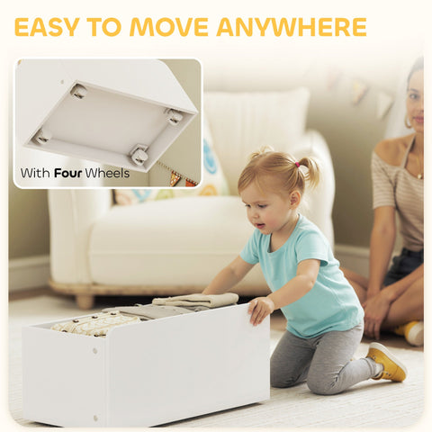 White ai yaplay toy storage unit with four wheels and six removable bins kids storage shelf for nursery