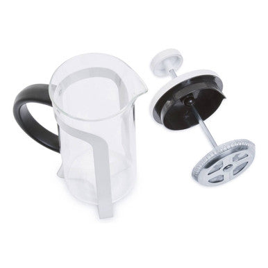 Clear glass french press with black handle silver plunger for akeala matte white cafetiere 350ml matte white design
