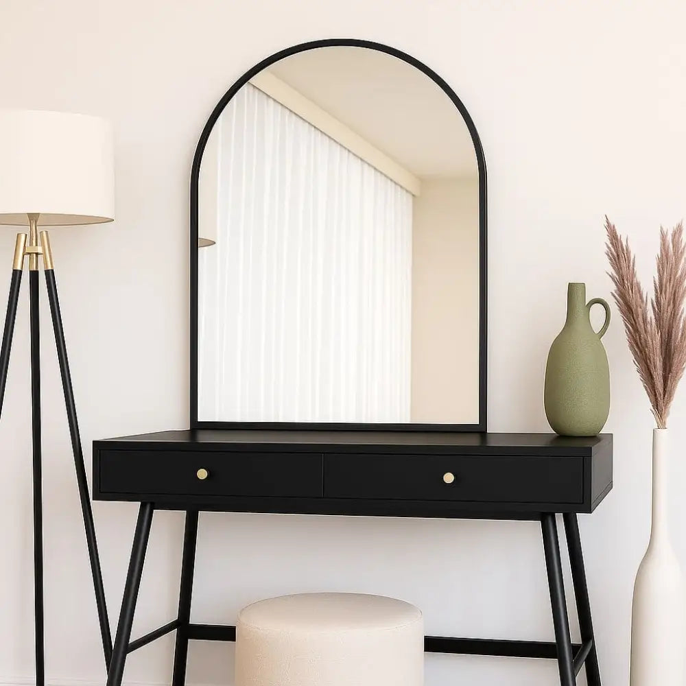 Akiko - Black Metal Arched Mirror - 120cm x 95cm - Mirror