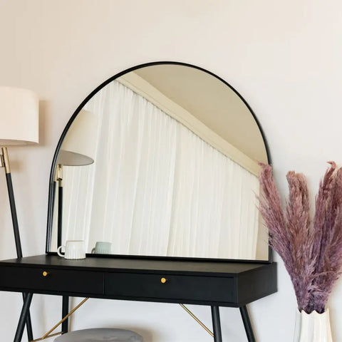 Akiko - Black Metal Arched Mirror - 95cm x 120cm - Mirror