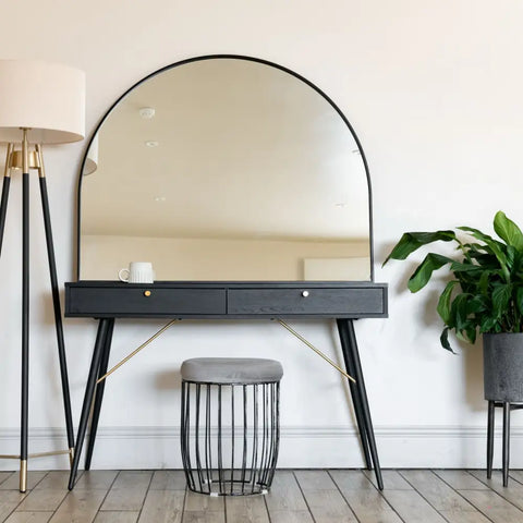 Akiko - Black Metal Arched Mirror - 95cm x 120cm - Mirror