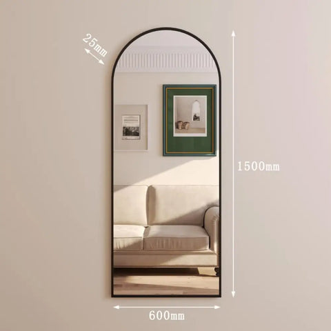 Akiko - Full Length Black Metal Arched Mirror - 150cm x 60cm - Mirror