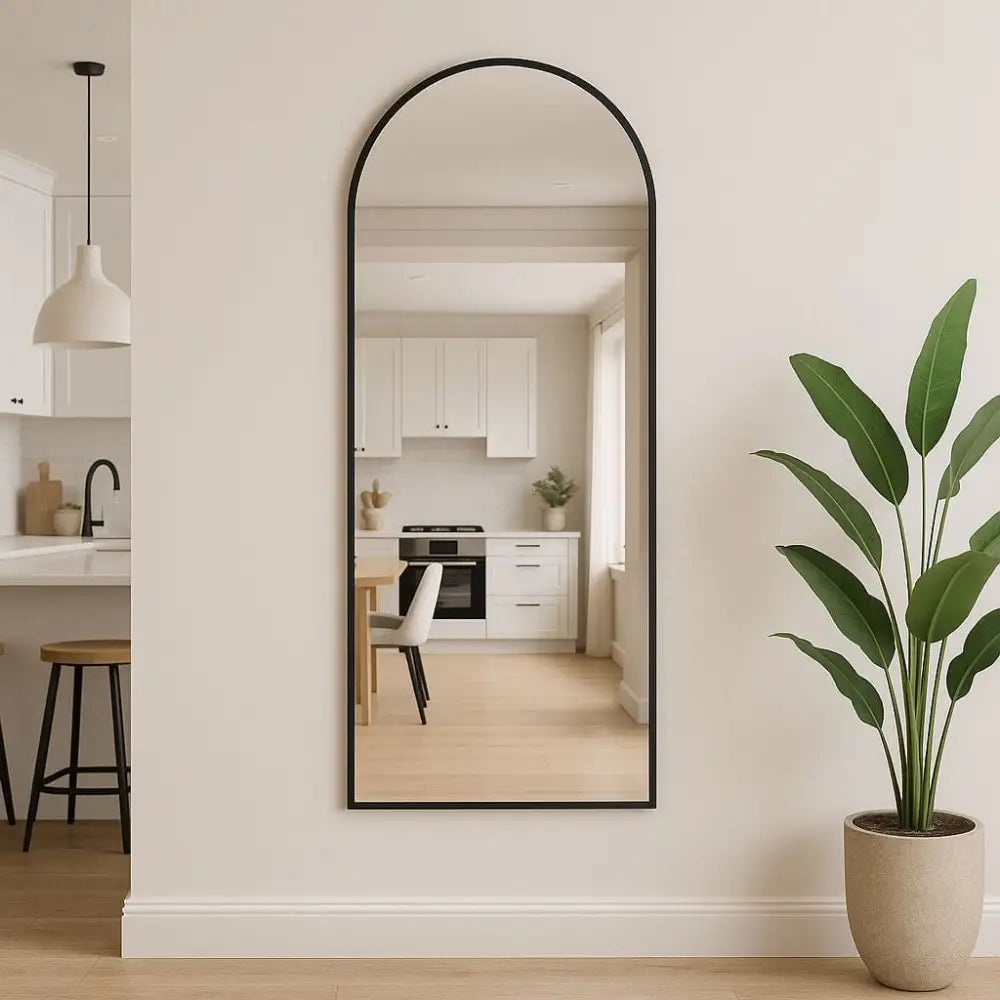 Akiko - Full Length Black Metal Arched Mirror - 160cm x 60cm - Mirror