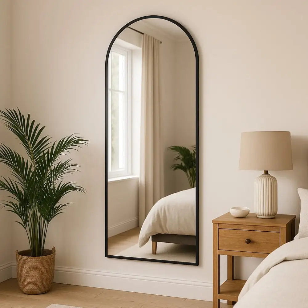 Akiko - Full Length Black Metal Arched Mirror - 160cm x 60cm - Mirror