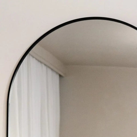 Akiko - Full Length Black Metal Arched Mirror - 180cm x 105cm. - Mirror
