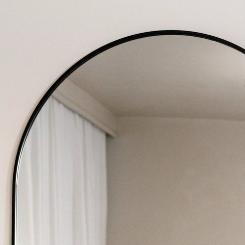Akiko - Full Length Black Metal Arched Mirror - 180cm x 105cm.