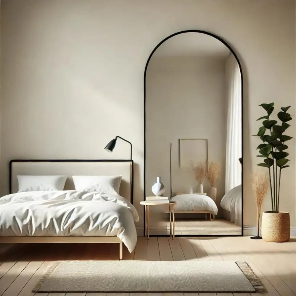 Akiko - Full Length Black Metal Arched Mirror - 180cm x 90cm - Mirror
