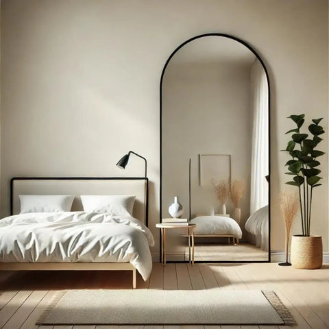 Akiko - Full Length Black Metal Arched Mirror - 180cm x 90cm - Mirror