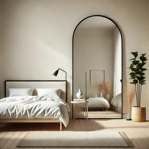Akiko - Full Length Black Metal Arched Mirror - 180cm x 90cm