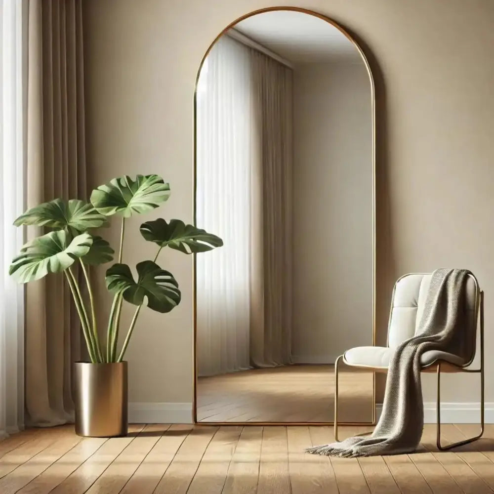 Akiko - Full Length Gold Metal Arched Mirror - 160cm x 60cm - Mirror