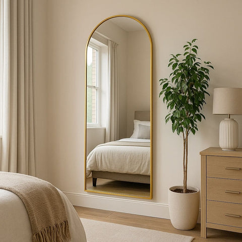 Akiko - Full Length Gold Metal Arched Mirror - 160cm x 60cm