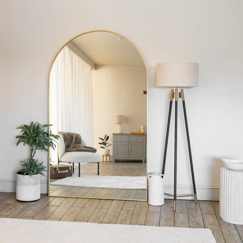 Akiko - Full Length Gold Metal Arched Mirror - 180cm x 105cm