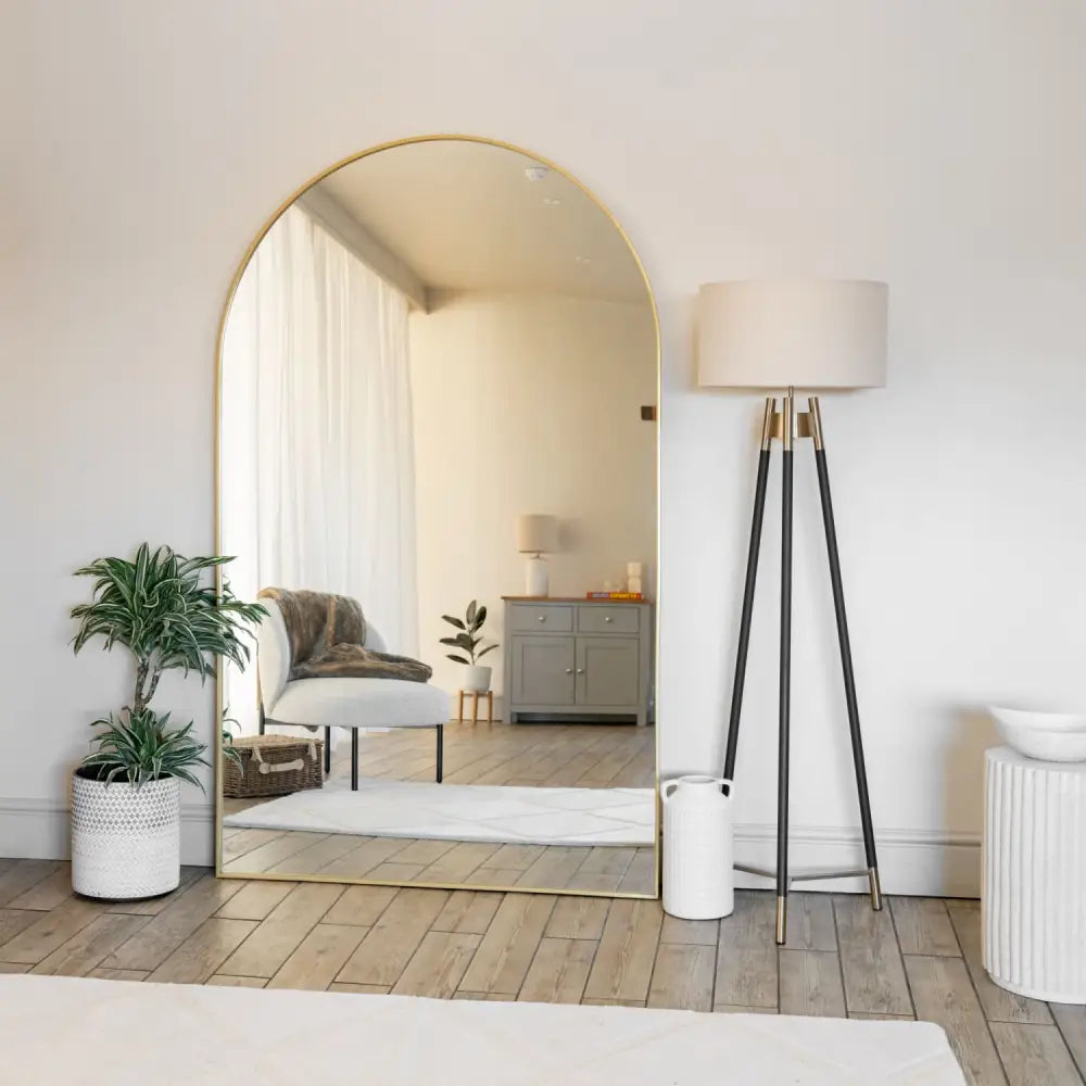Akiko - Full Length Gold Metal Arched Mirror - 200cm x 120cm - Mirror