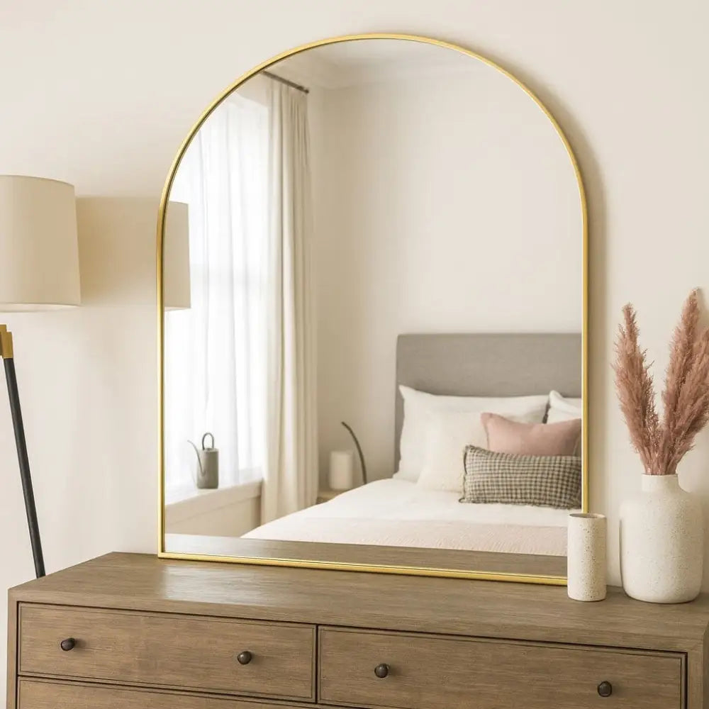 Akiko - Gold Metal Arched Mirror - 120cm x 95cm - Mirror