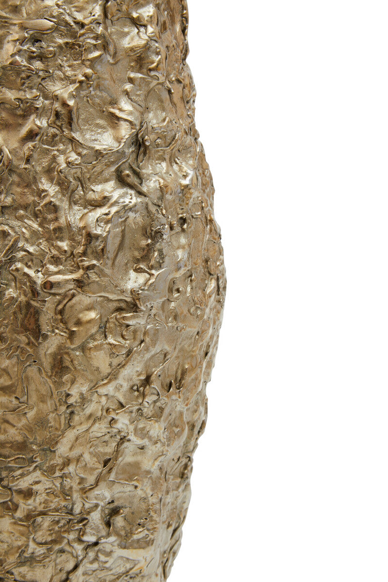 Gold textured small metal vase with a rough sculpted surface perfect for home decor and accents