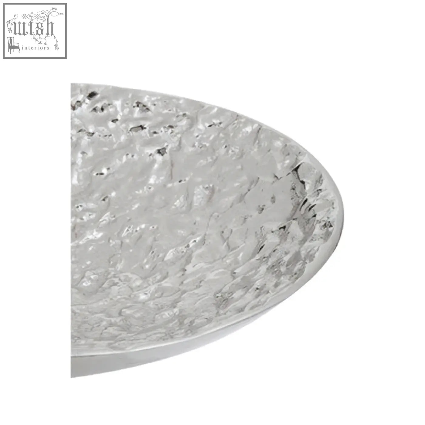 Silver textured decorative bowl made of hammered metal with a reflective hammered surface perfect for decor