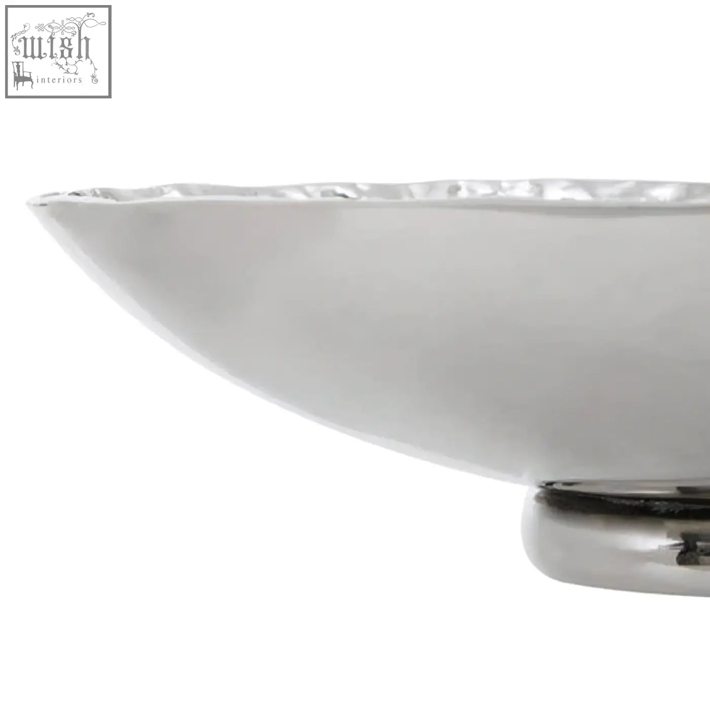 Silver textured decorative bowl with hammered finish and sleek pedestal base perfect for stylish home decor