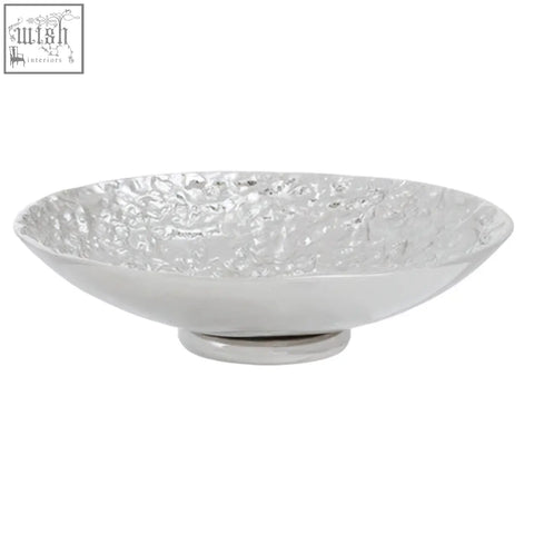 Akola silver textured decorative bowl with raised pattern and subtle sheen perfect for stylish home decor