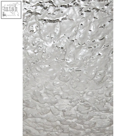 Clear silver textured decorative bowl with a frosted bubble-like glass panel and unique textured design